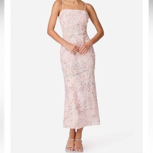 Elliatt Regina Floral Sequin Sleeveless Trumpet Gown Pink NWT Size Small